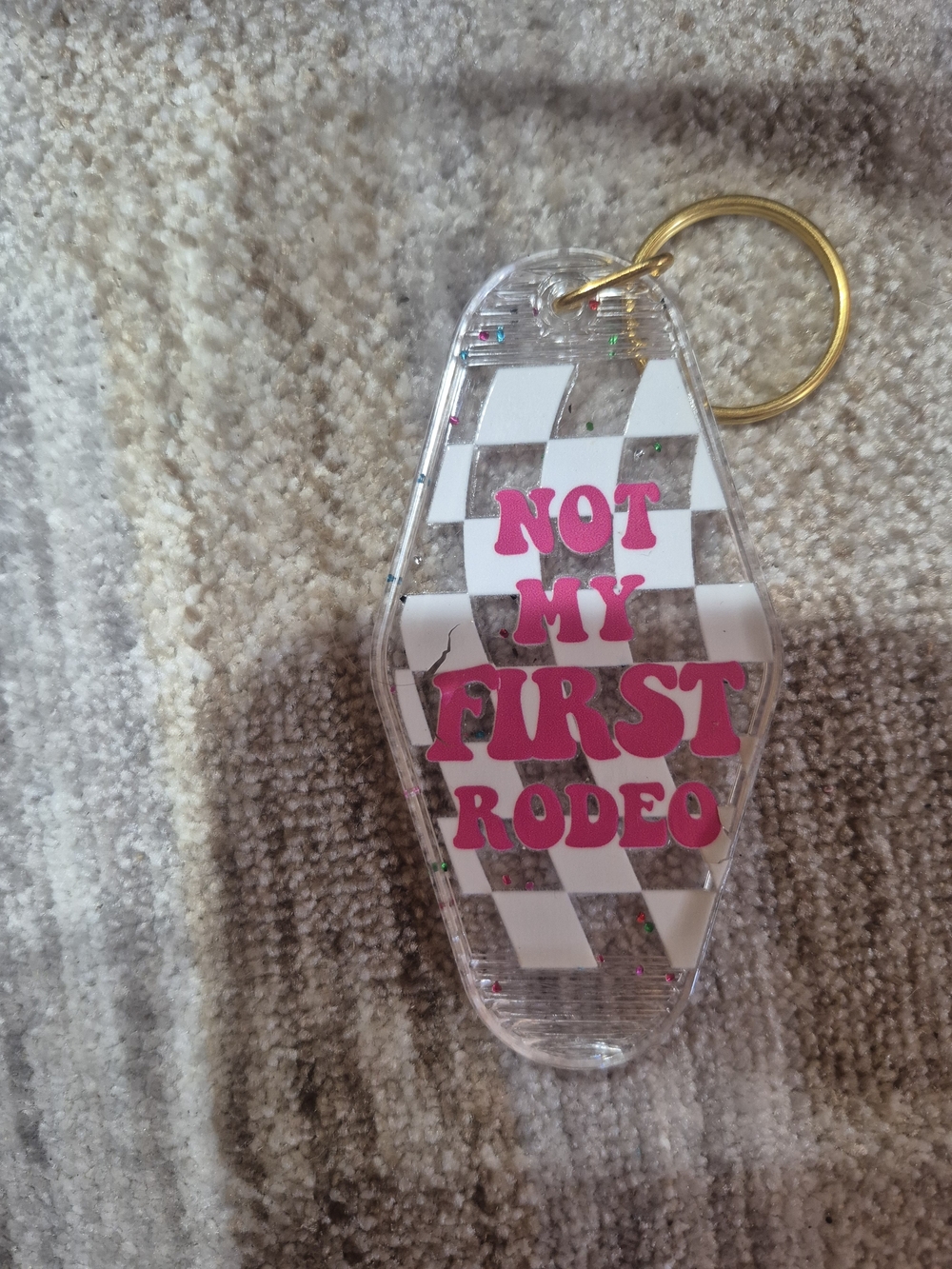 'Not My First Rodeo' Pink Lettering Keychain